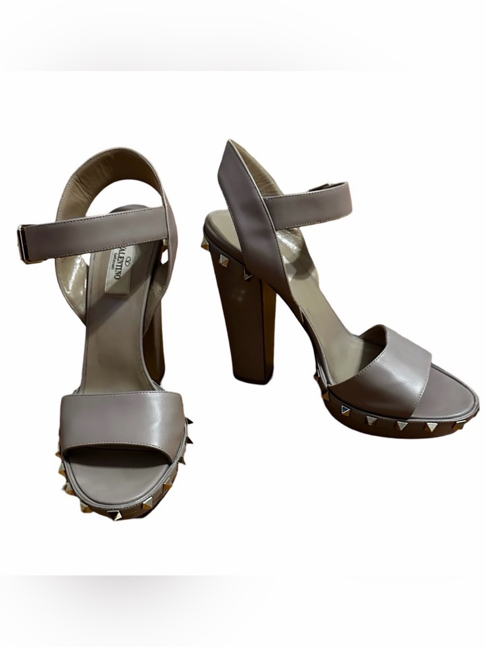 Valentino Garavani Rockstud Taupe Sandals Heels